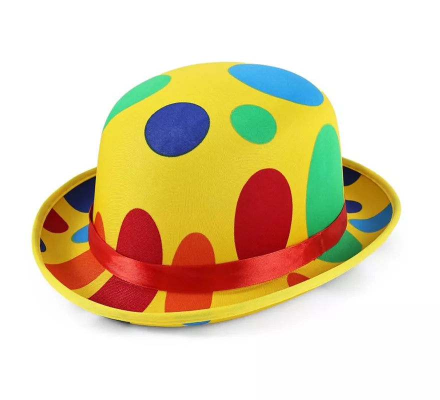 Translation missing: it.Sombrero de Payaso lunares multicolor adulto