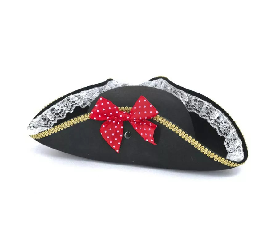 Translation missing: es.Sombrero de Pirata negro con lazo para mujer