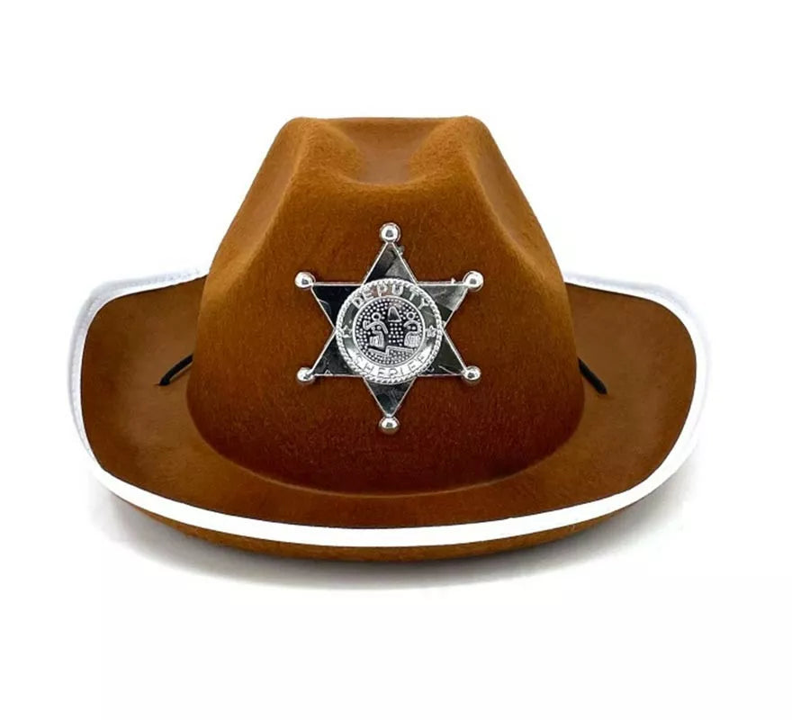 Translation missing: it.Sombrero de Sheriff marrón con placa de 29x10 cm infantil