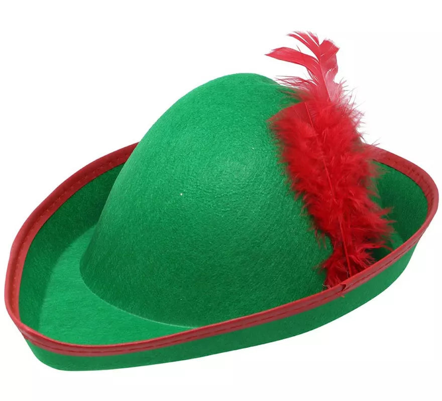 Sombrero de Tirolés o Arquero de Bosque de fieltro con pluma
