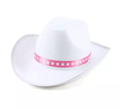 Cappello da cowgirl bianco con nastro per adulti