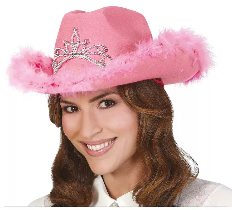 Translation missing: it.Sombrero de Vaquera Rosa con Boa