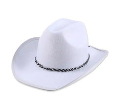 Cappello da cowboy per adulto in cordoncino bianco nero