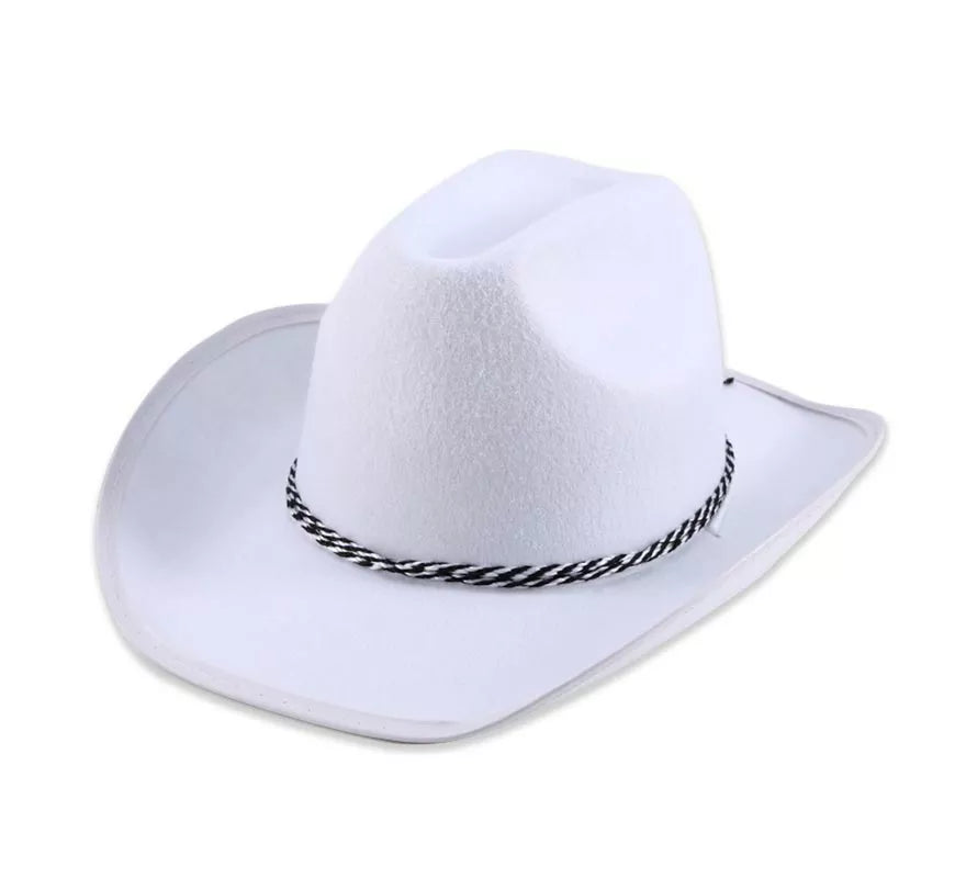 Translation missing: es.Sombrero de Vaquero blanco cordón negro adulto