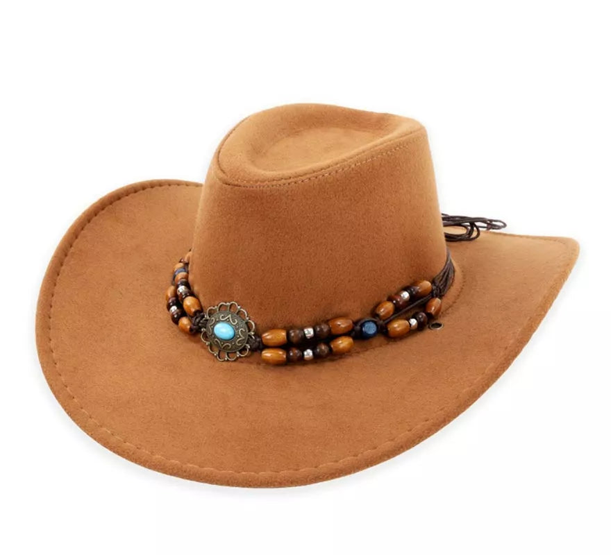 Translation missing: it.Sombrero de Vaquero con Abalorios marrón claro adulto