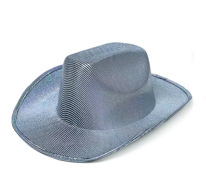 Translation missing: it.Sombrero de Vaquero Holo plateado adulto