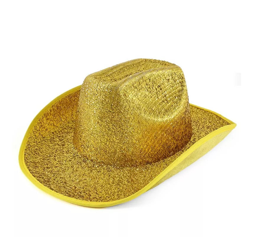 Translation missing: es.Sombrero de Vaquero Lame dorado adulto