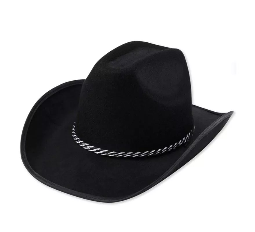 Translation missing: it.Sombrero de Vaquero negro con cordón gris adulto