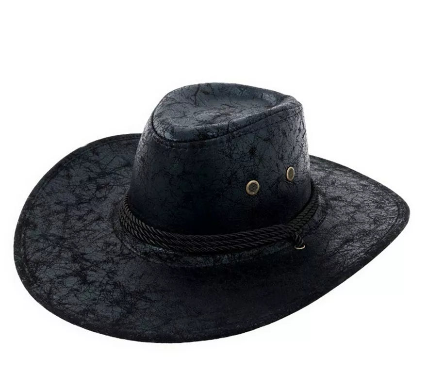 Translation missing: es.Sombrero de Vaquero negro texturizado con cordón adulto