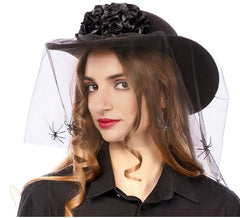 Cappello vedova nera rose e ragni 35x30x9 cm
