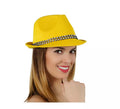Sombrero Ganster amarillo con banda de brillantes