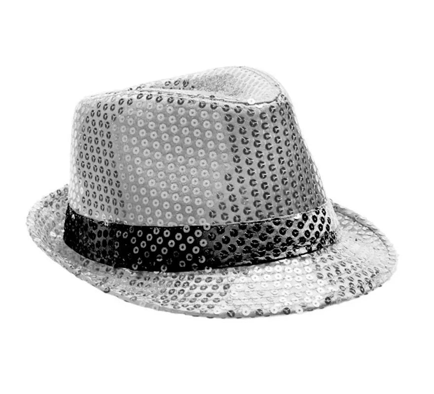 Translation missing: it.Sombrero Gánster de lentejuelas gris con banda negro