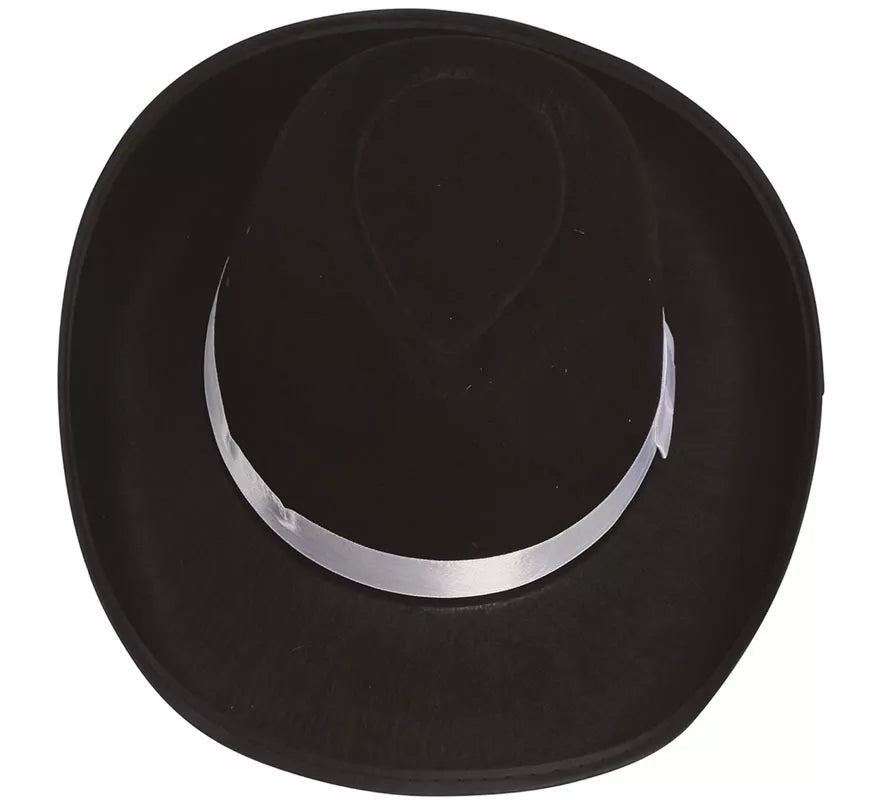 Translation missing: it.Sombrero Gánster negro con cinta blanca