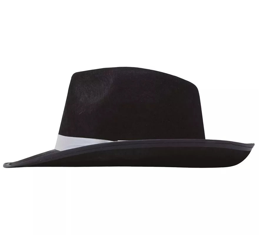 Translation missing: es.Sombrero Gánster negro con cinta blanca