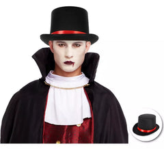 Cappello gotico nero con fiocco rosso per adulto
