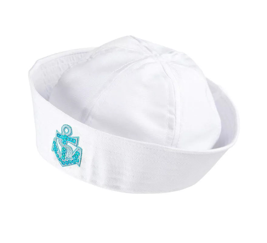 Translation missing: it.Sombrero Marinero Blanco con Ancla de Lentejuelas