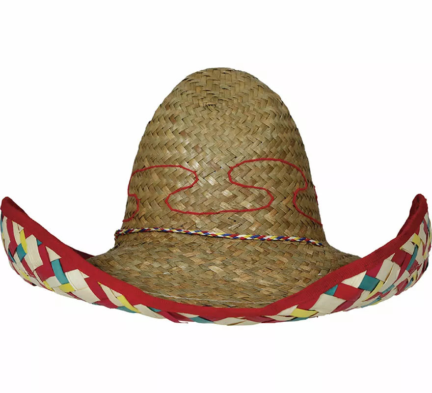 Sombrero Mexicano de paja decorado de 50 cm adulto