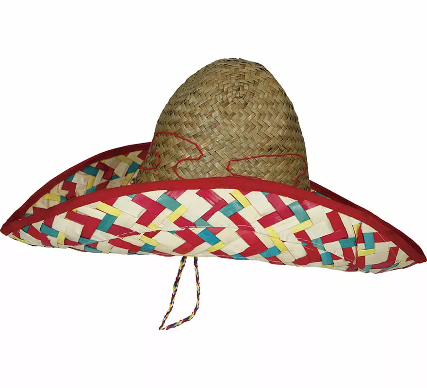 Sombrero Mexicano de paja decorado de 50 cm adulto