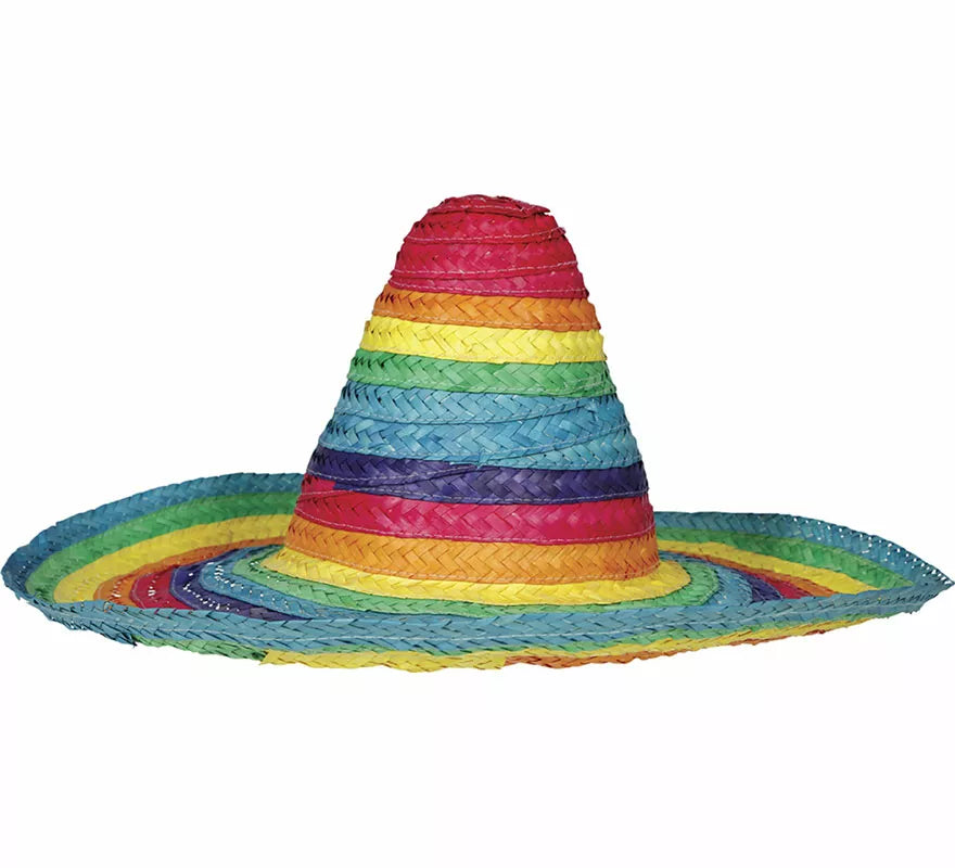 Translation missing: es.Sombrero Mexicano de paja multicolor de 50 cm adulto
