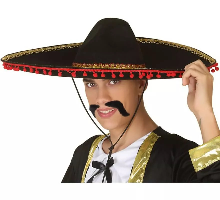 Translation missing: es.Sombrero Mexicano Negro y Rojo