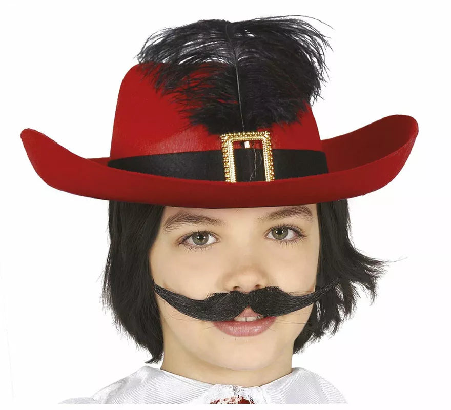 Translation missing: it.Sombrero Mosquetero Rojo de Fieltro Infantil