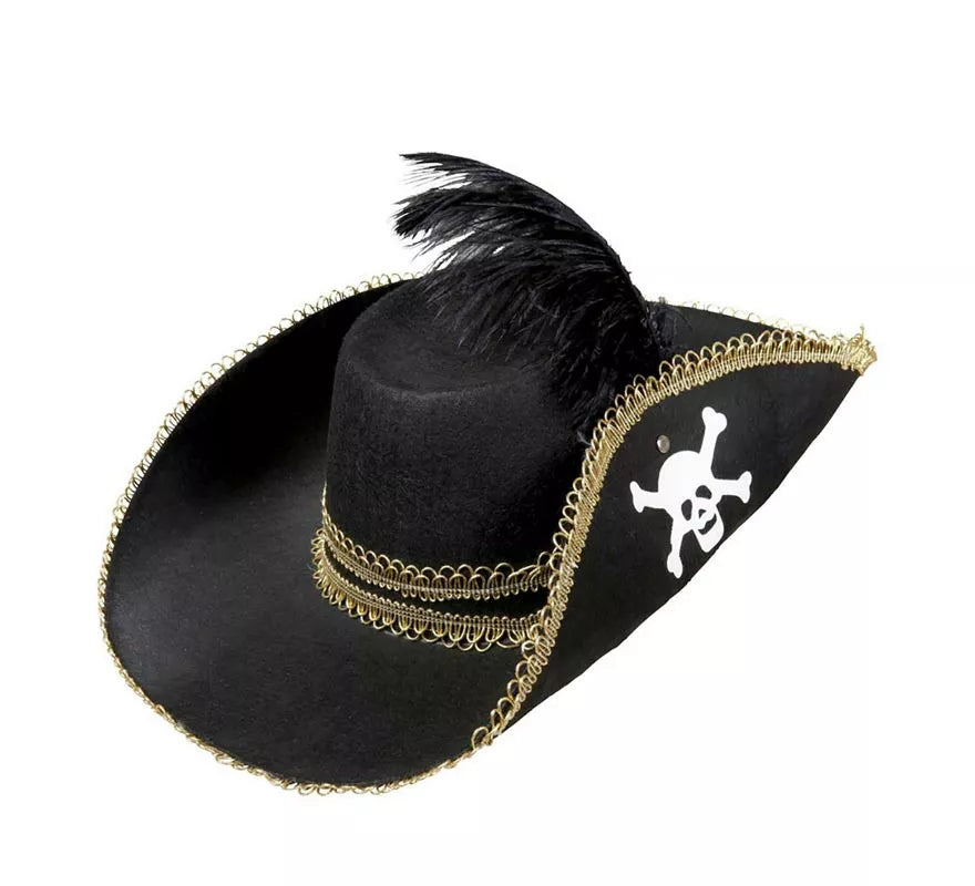 Translation missing: it.Sombrero Pirata negro con Pluma de fieltro