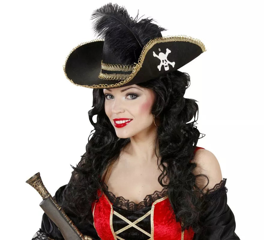 Translation missing: it.Sombrero Pirata negro con Pluma de fieltro