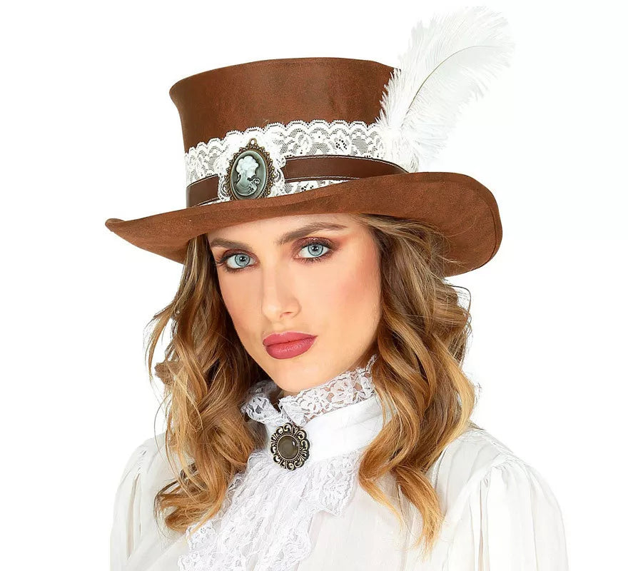 Translation missing: it.Sombrero Steampunk Top Aspecto Cuero Envejecido