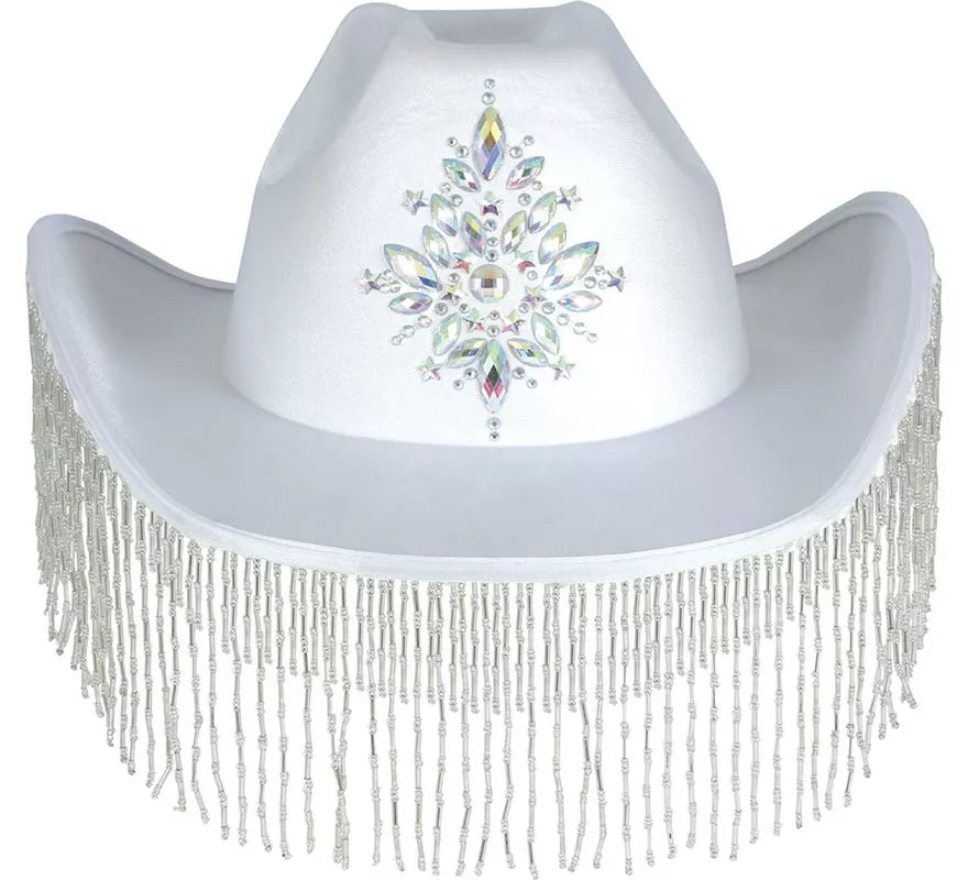 Translation missing: it.Sombrero Vaquero blanco con Flecos para adultos