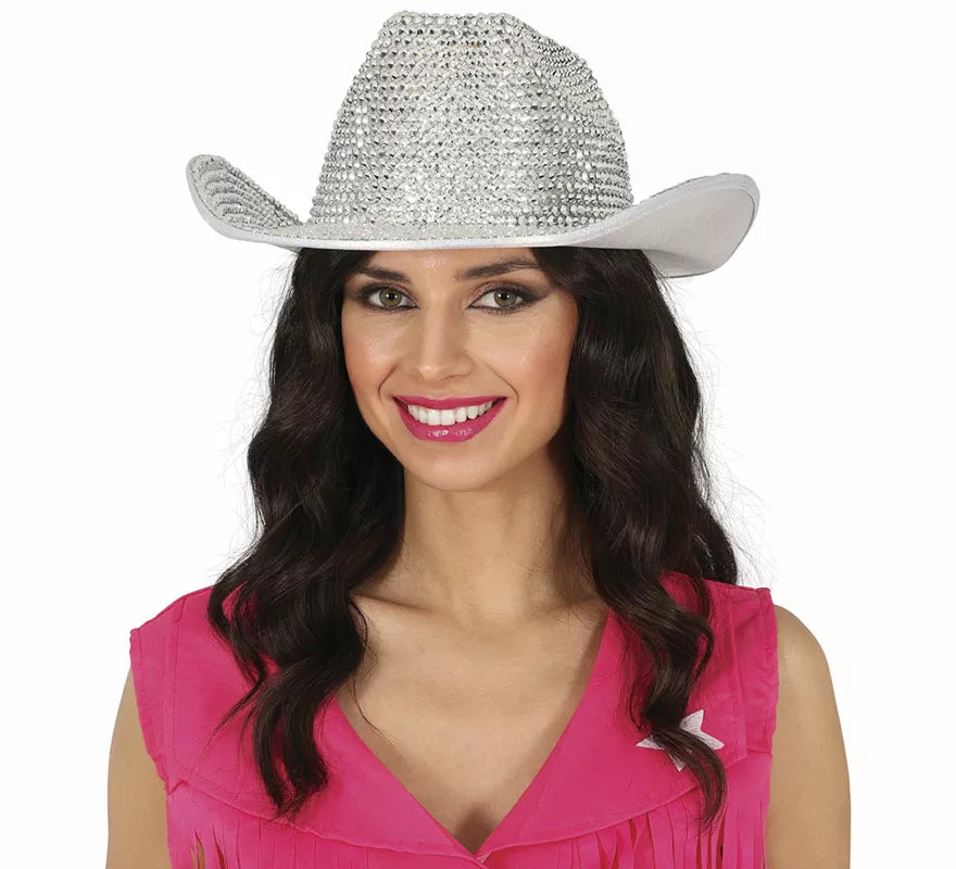 Translation missing: it.Sombrero Vaquero brillante plateado adulto