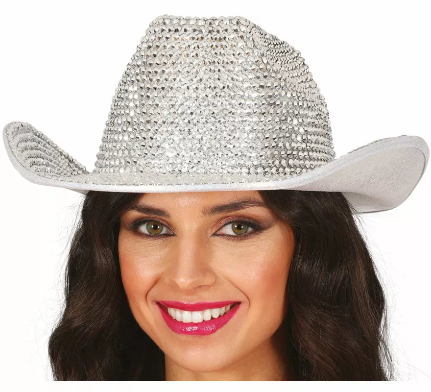 Translation missing: it.Sombrero Vaquero brillante plateado adulto