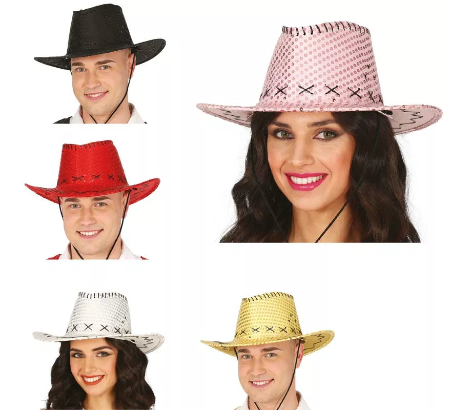 Translation missing: es.Sombrero Vaquero con lentejuelas en varios colores adulto