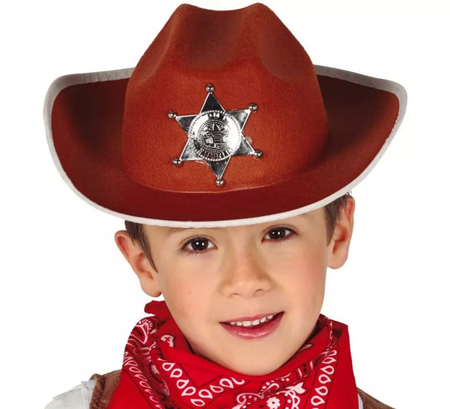 Translation missing: it.Sombrero Vaquero fieltro Sheriff infantil marrón