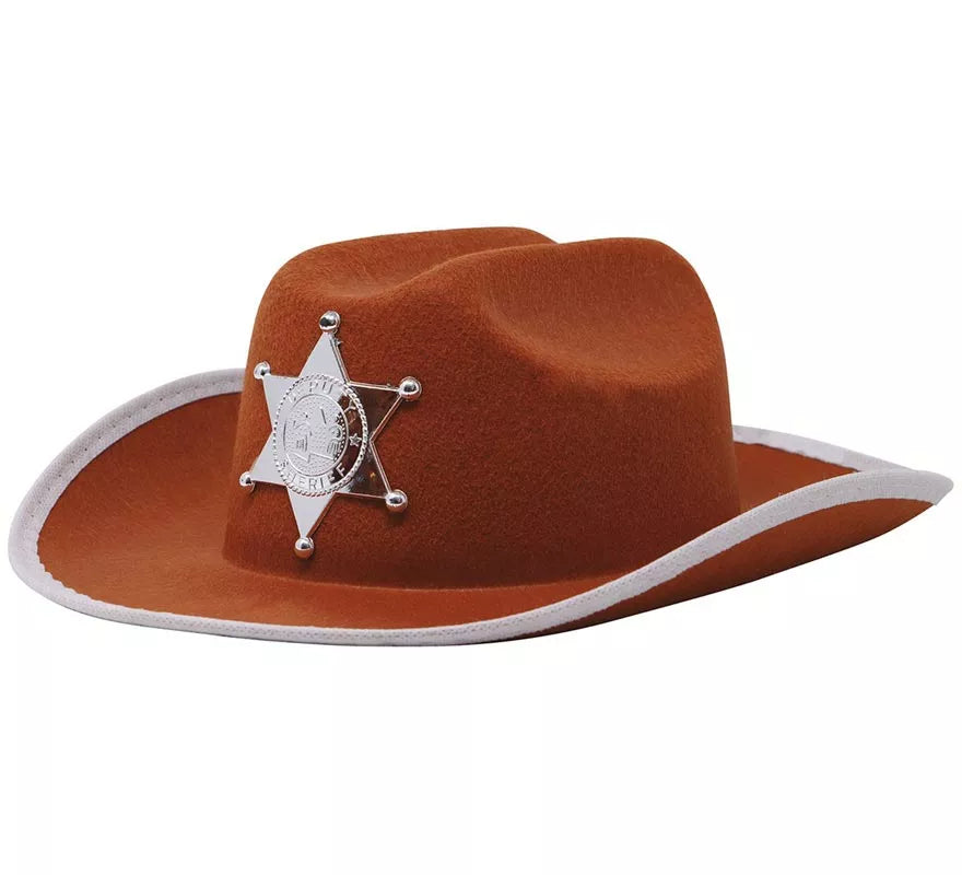 Translation missing: it.Sombrero Vaquero fieltro Sheriff infantil marrón