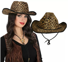 Cappello da cowboy leopardato per adulti