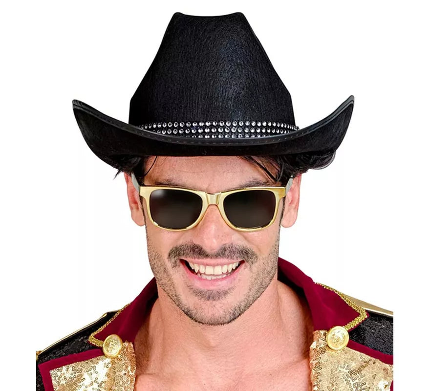 Translation missing: it.Sombrero Vaquero negro con Brillos para adultos