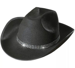 Cappello da cowboy nero con glitter per adulti