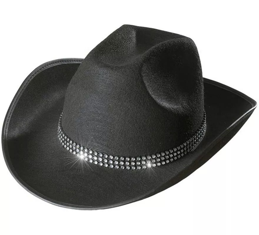 Translation missing: it.Sombrero Vaquero negro con Brillos para adultos