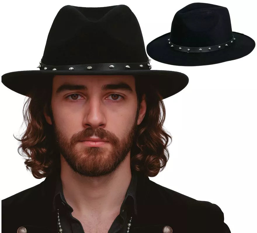 Translation missing: it.Sombrero Vaquero negro con Remaches para adultos