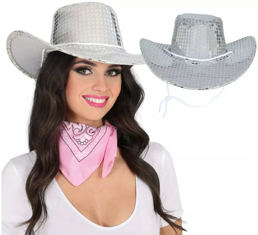 Translation missing: it.Sombrero Vaquero plateado para adultos