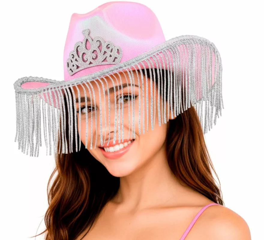 Translation missing: es.Sombrero Vaquero rosa con Flecos