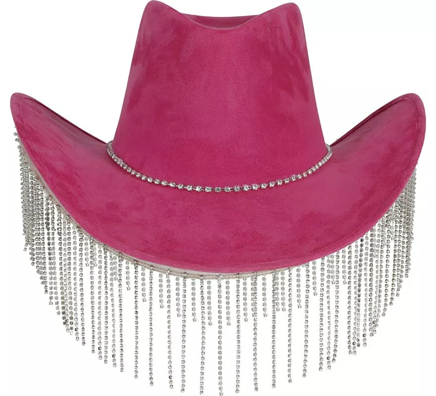 Translation missing: es.Sombrero Vaquero rosa con Flecos adultos