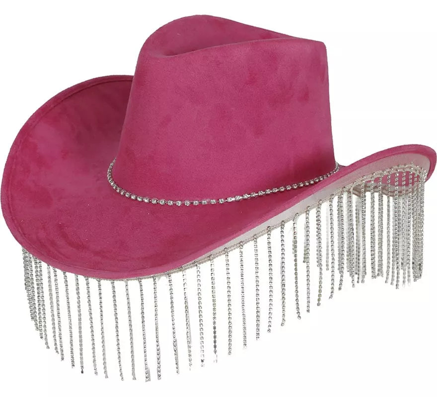 Translation missing: it.Sombrero Vaquero rosa con Flecos adultos