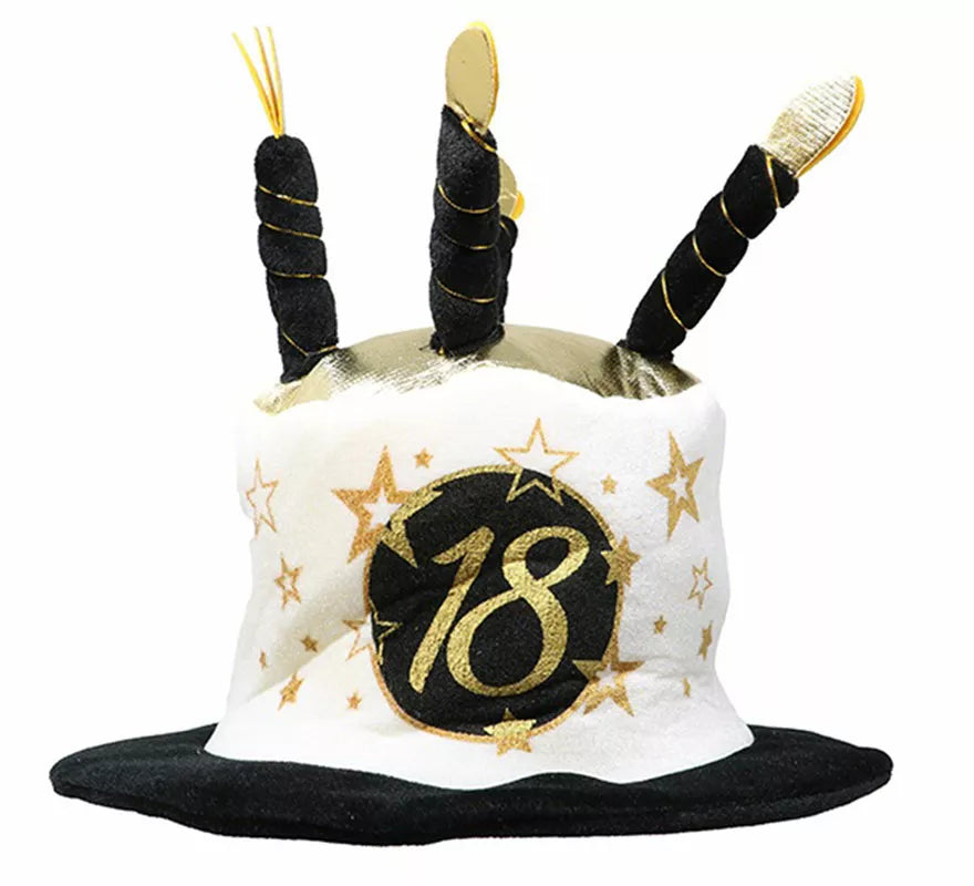 Translation missing: es.Sombrero Velas Blanco y Negro de 18 Años Cumpleaños y Aniversarios