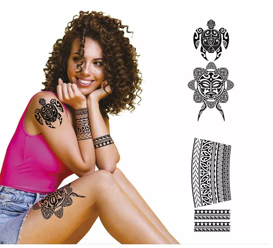 Translation missing: it.Tattoos Negro de Tortuga y Flores