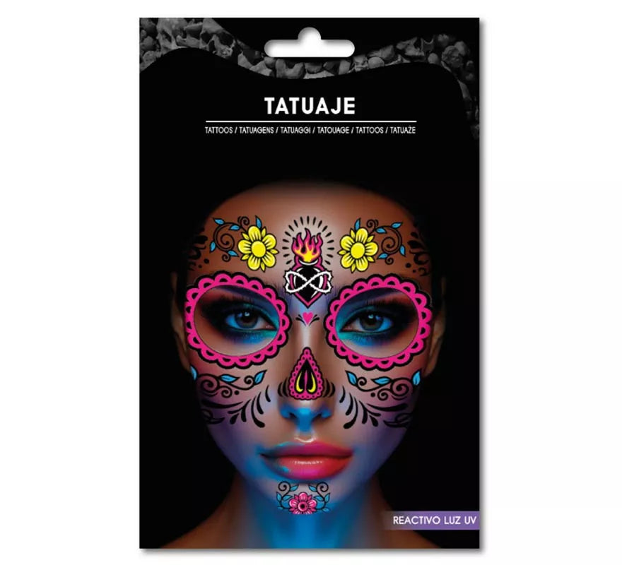 Translation missing: es.Tatuaje Catrina floral fluorescente