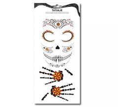 Tatuaje Catrina floral naranja