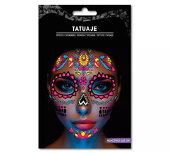 Tatuaggio Catrina rosa fluorescente