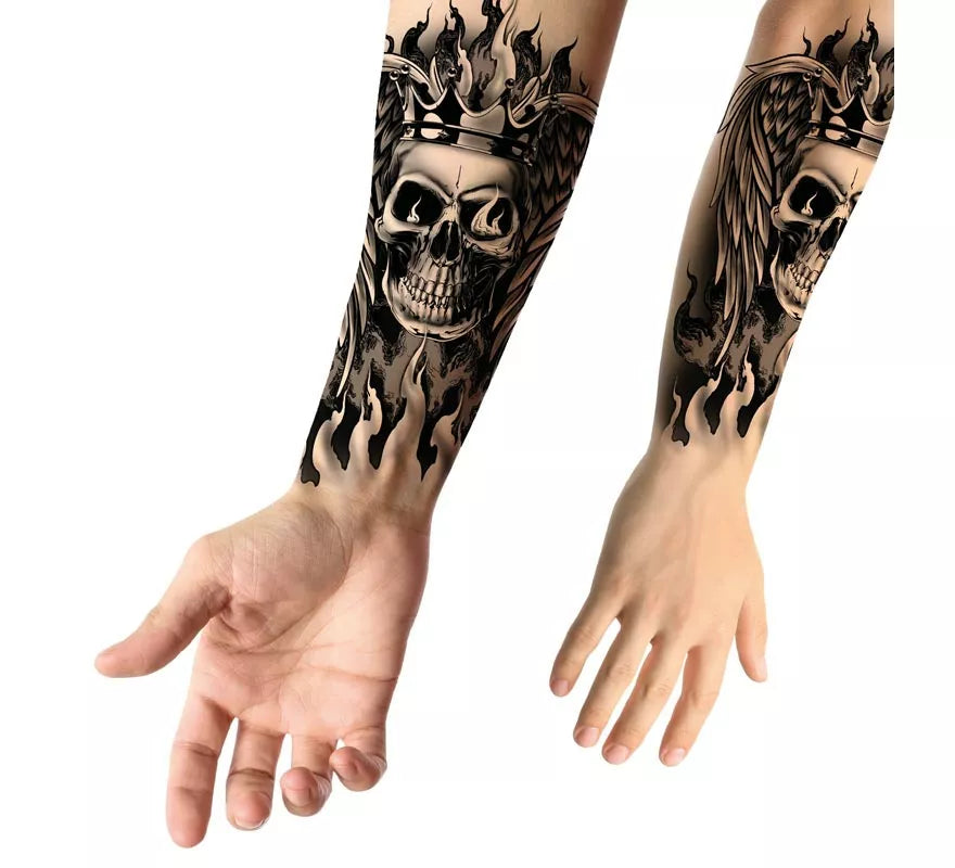 Translation missing: es.Tatuaje de Calavera en llamas blanco y negro