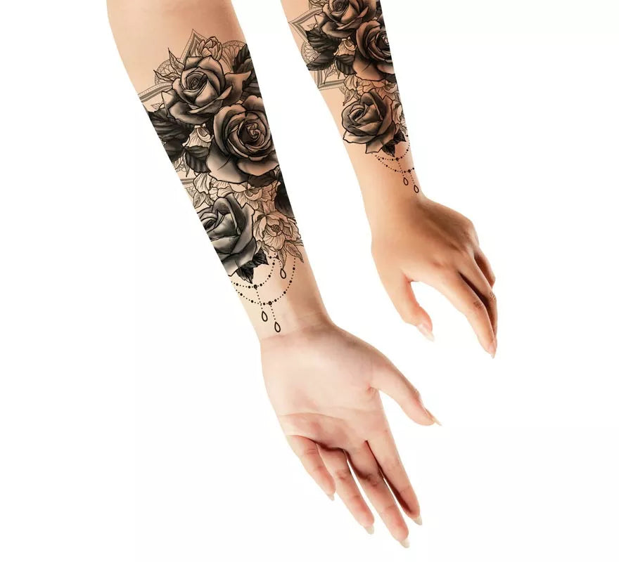Translation missing: es.Tatuaje de Rosas blanco y negro